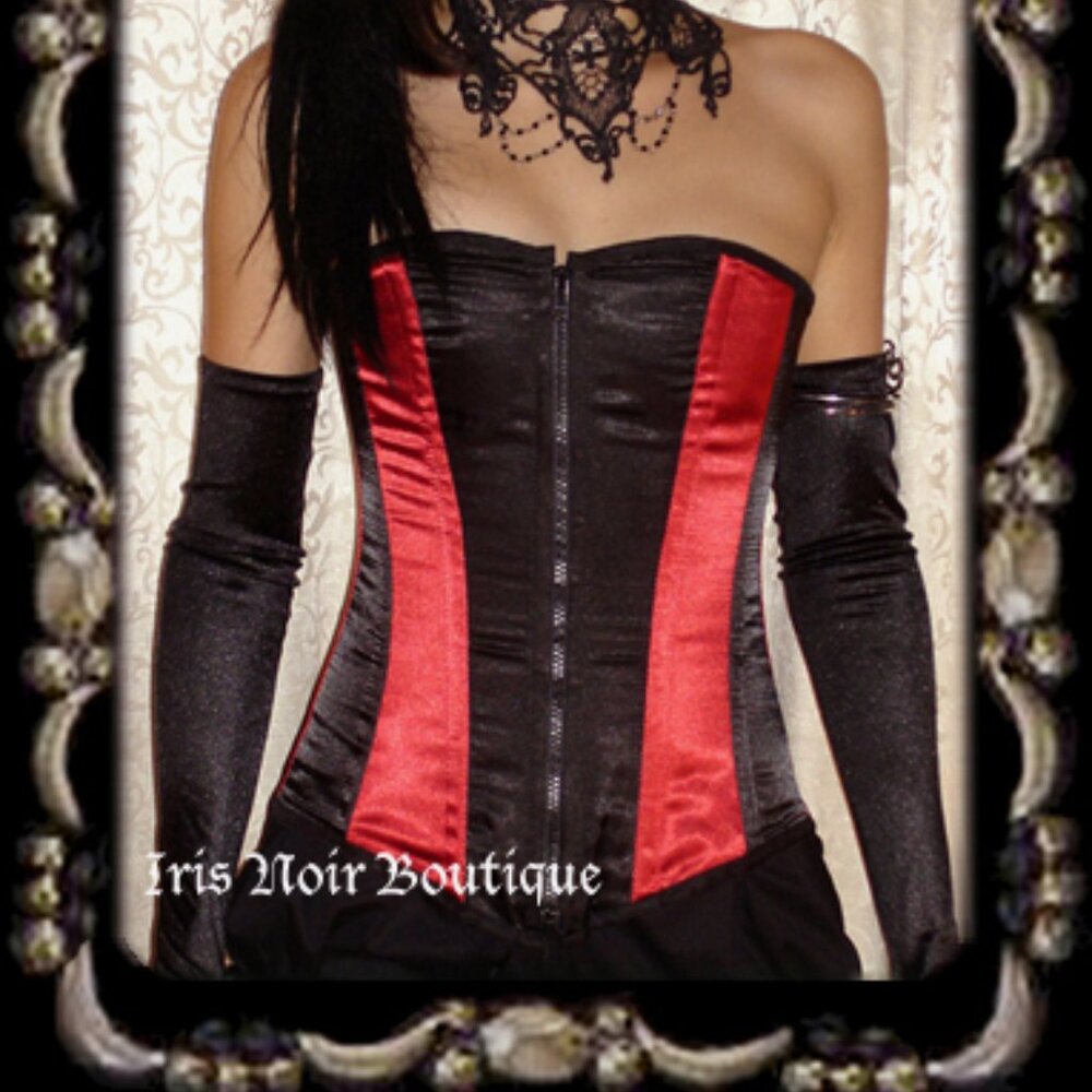 Heavy Red Gothic Victorian Infernal Cabaret Gothic Steampunk Burlesque Corset S
